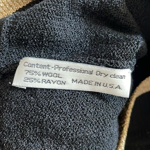 Vintage Don Sayres for Wellmore Black Gold Trim Wool Blend Knit Cardigan Sweater - Picture 9 of 9